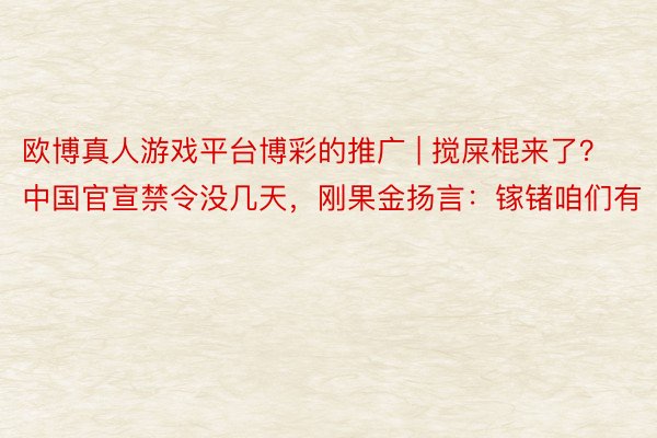 欧博真人游戏平台博彩的推广 | 搅屎棍来了？中国官宣禁令没几天，刚果金扬言：镓锗咱们有